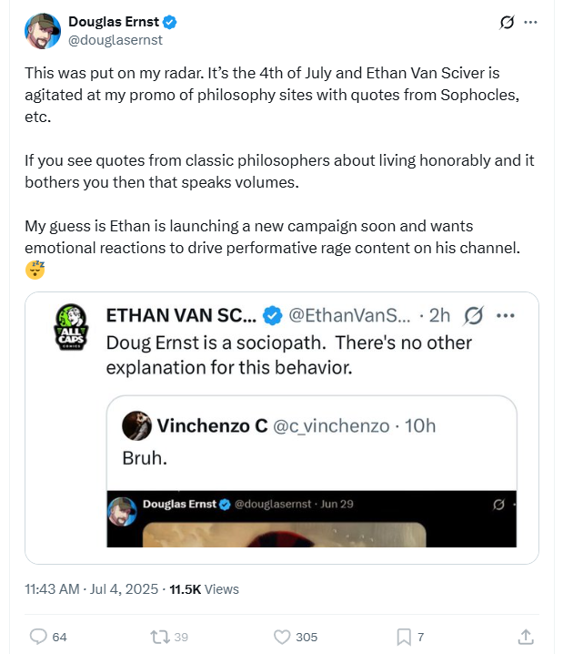 AricHutfles's tweet image. Doug is mad Ethan talked about him on the 4th of July so Doug is talking about Ethan...
on the 4th of July.😅