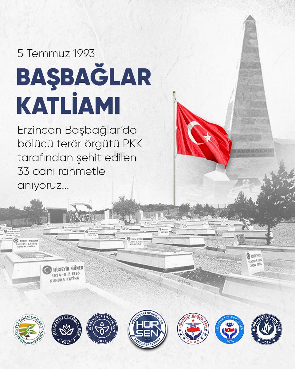 Başbağlar Katliamı'nın yıl dönümünde 33 şehidimizi rahmetle anıyor, bölücü terör örgütü PKK'yı ve destekçilerini  lanetliyoruz.