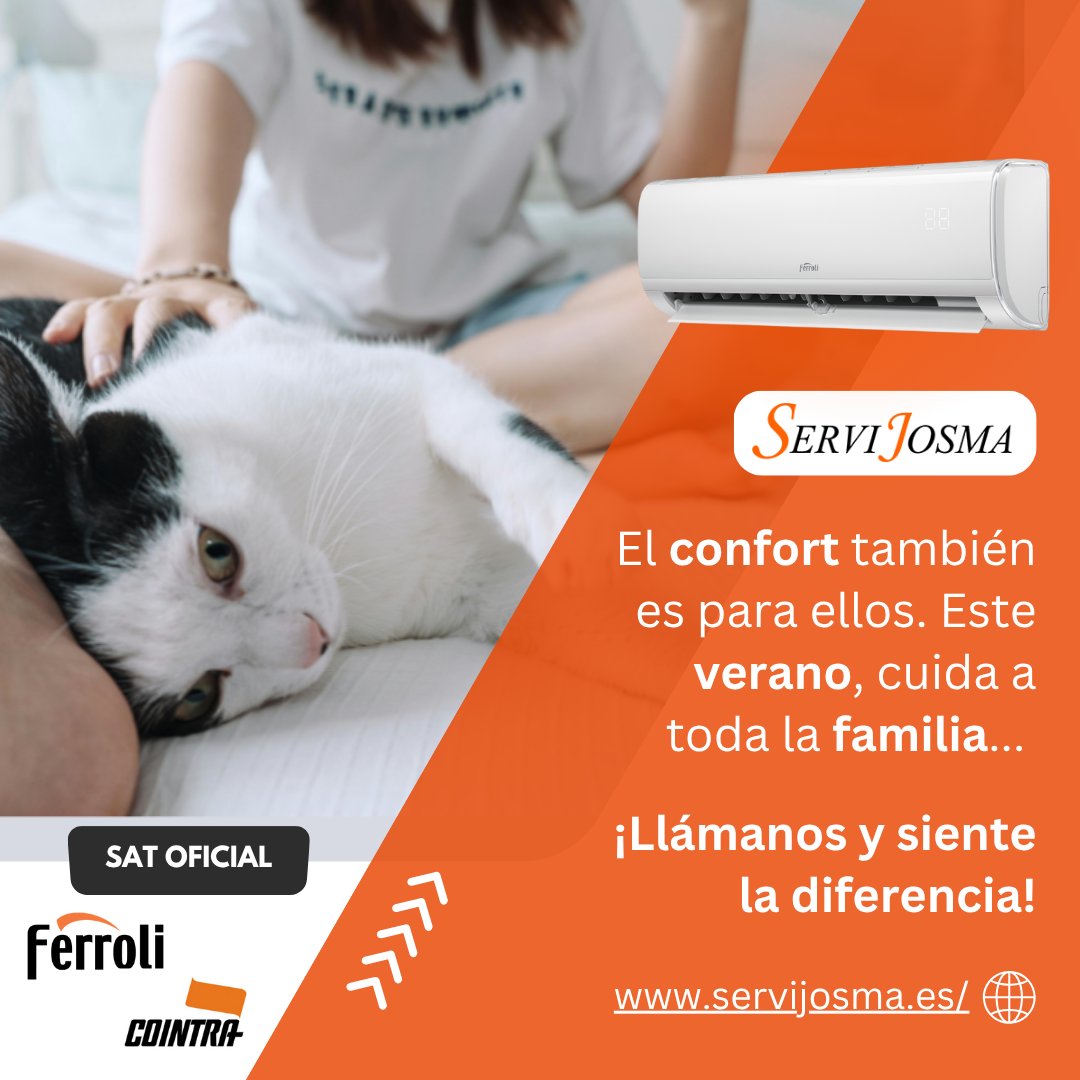 Servijosma's tweet photo. ¿Tu mascota también pasa calor? 🐶🐱
Con un buen mantenimiento de tu aire acondicionado, todos disfrutan del confort este verano.
Servicio Técnico Oficial de @ferroli_es y @cointra_es en Cantabria.
📞 ¡Contáctanos hoy mismo!☎️ 942 372 666
#aireacondicionado #mascotas #sat https://t.co/AyO65sxew8