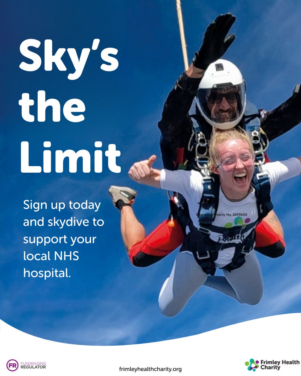 Will the sky be your limit?
Make the leap in support of your local NHS hospital.
For only £50 (committing to raise £400) you can tick this experience of a lifetime off of your bucket list with #TeamFHC!
Register here: bit.ly/4cMBMmM
#challenge #bucketlist