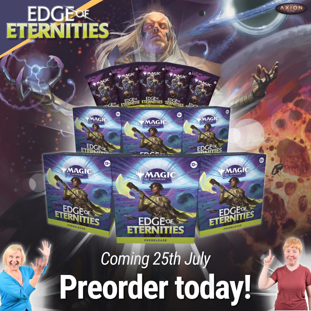 AxionNow's tweet image. Blast off into Magic's space-fantasy set!
Band together as a crew and experience this awesome upcoming set with your friends.
Secure your packs today!
Follow the link - tinyurl.com/2wvu99cb
#MTGEternity #mtgart #mtgtrades #mtgfoil #mtgaddict