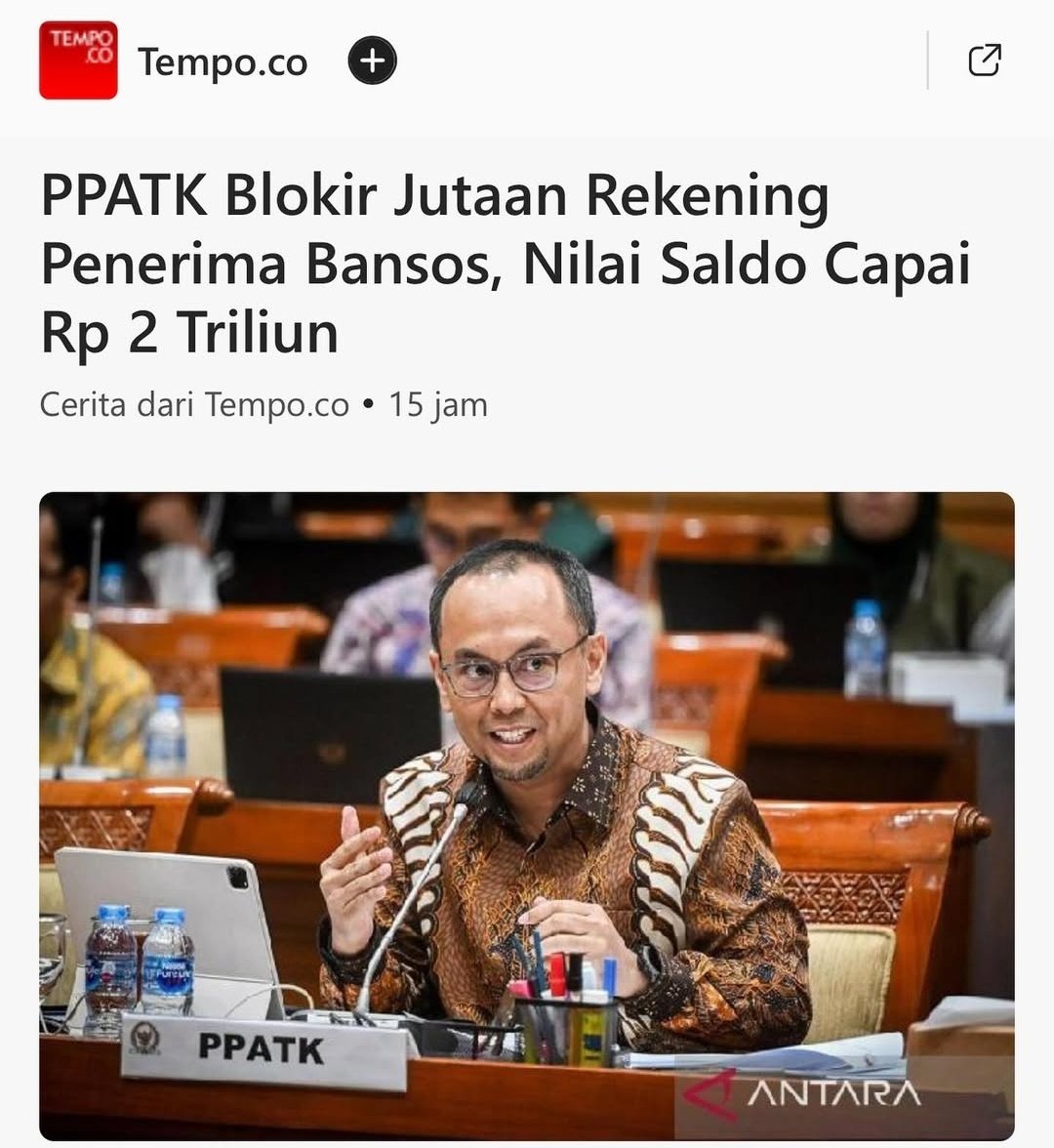Negara kalo naturenya udah korup ya begini sampe jatah orang miskin aja disikat

Jangan cuma diblokir itu rekening, tapi ditangkep2in itu semua orang yg terlibat

TERKUTUK KALIAN !!! 🤬😡