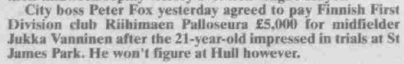 Exeter näköjään maksoi ihan rahaa muinoin Jukka Vannisesta RiPSille. Aika harvinaista että 25 vuotta sitten #Ykkönen-jengi on saanut ihan siirtokorvauksen.
