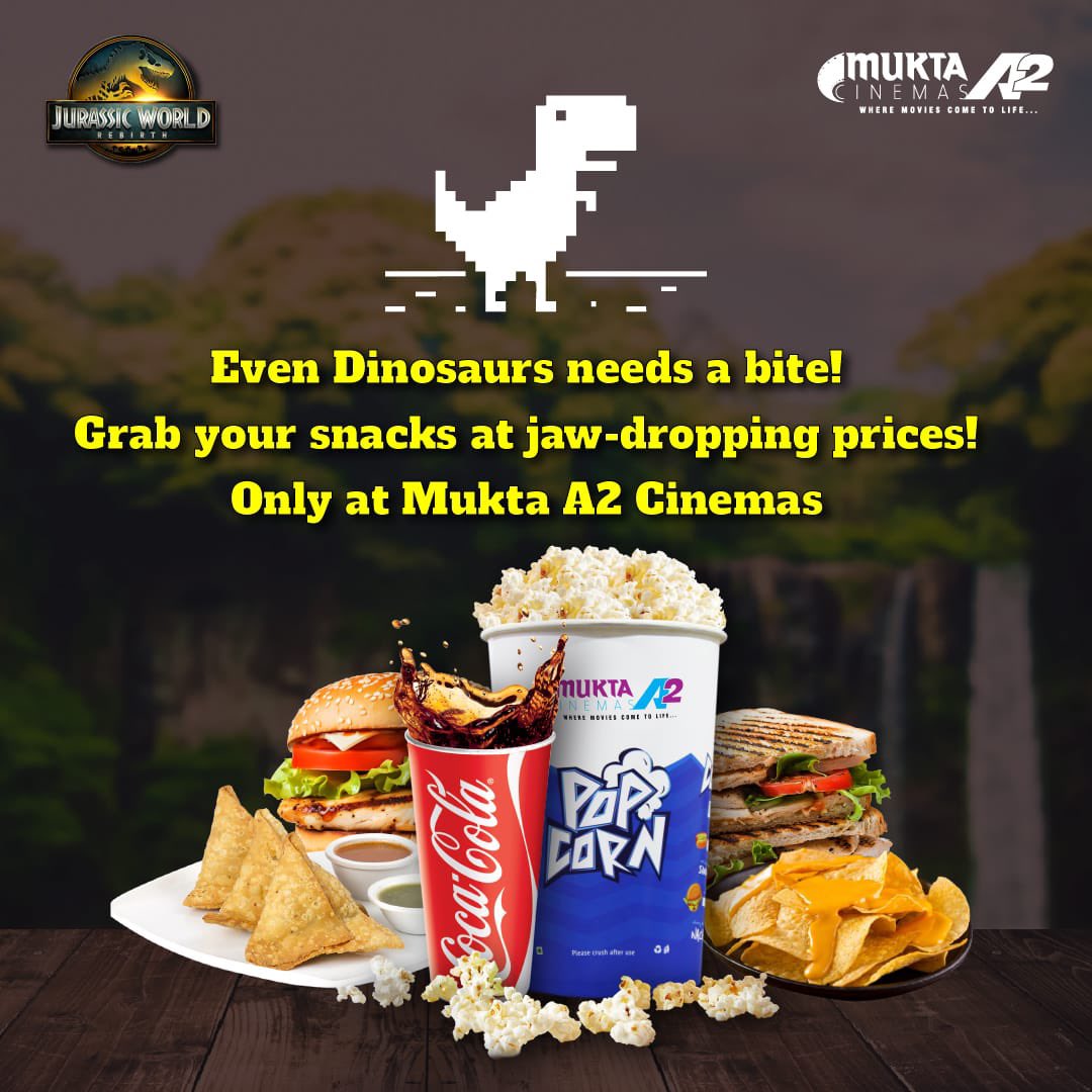 MuktaA2Cinemas's tweet image. No internet? Even dinos know where to go. 🦖
Skip the lag, grab your snacks &amp;amp; catch Jurassic World only at MuktaA2 Cinemas!
Big screen. Big bites. Bigger thrills.

#MuktaA2Cinemas #JurassicWorld #NoInternetNoProblem #NowShowing #MovieTime