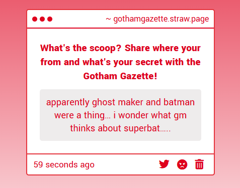 gothamgazette_'s tweet photo. Oh, now that is a scoop!π Fans, which couple is better? #teamghostbat or #teamsuperbat? Now this is juicy! https://t.co/frDtamNvYz