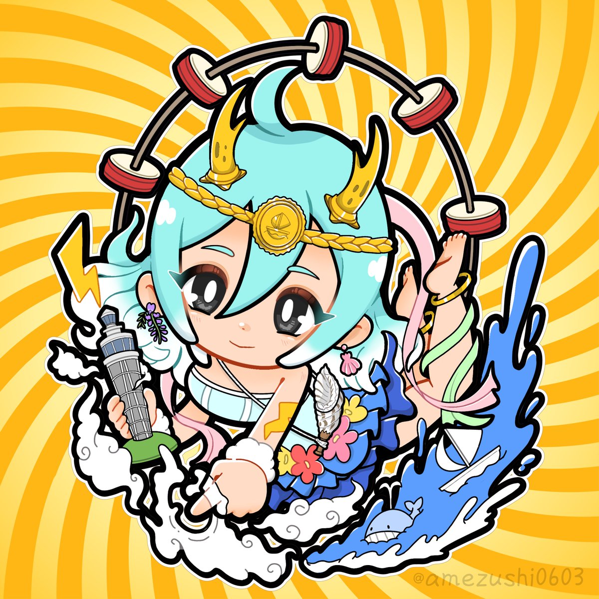 #江ノ島コラボFA2025
うぉーまだ間に合うぞお〜！！！！
江ノ島さんぽちゃんで参加だ！！！！！（テーマは雷様です）