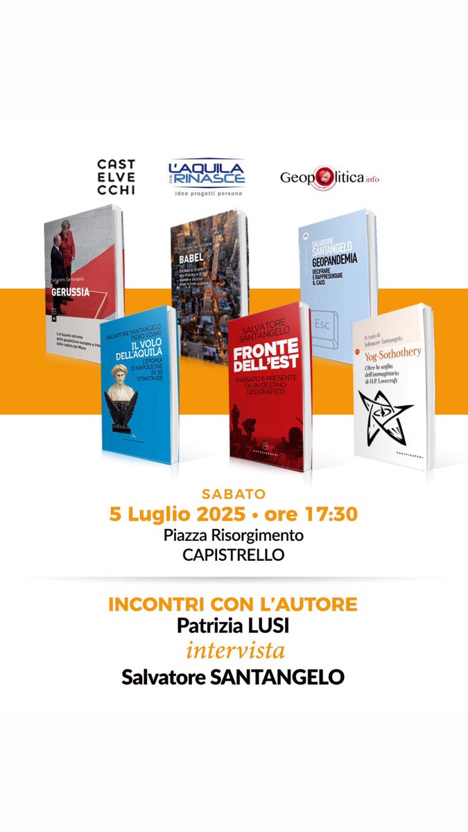 Le coordinate del nostro prossimo evento askanews.it/2025/07/04/geo… via <a href="/askanews_ita/">askanews</a> <a href="/CastelvecchiEd/">Castelvecchi Editore</a> <a href="/Geopoliticainfo/">Geopolitica.info</a> <a href="/santangelo_s/">Salvatore Santangelo</a>