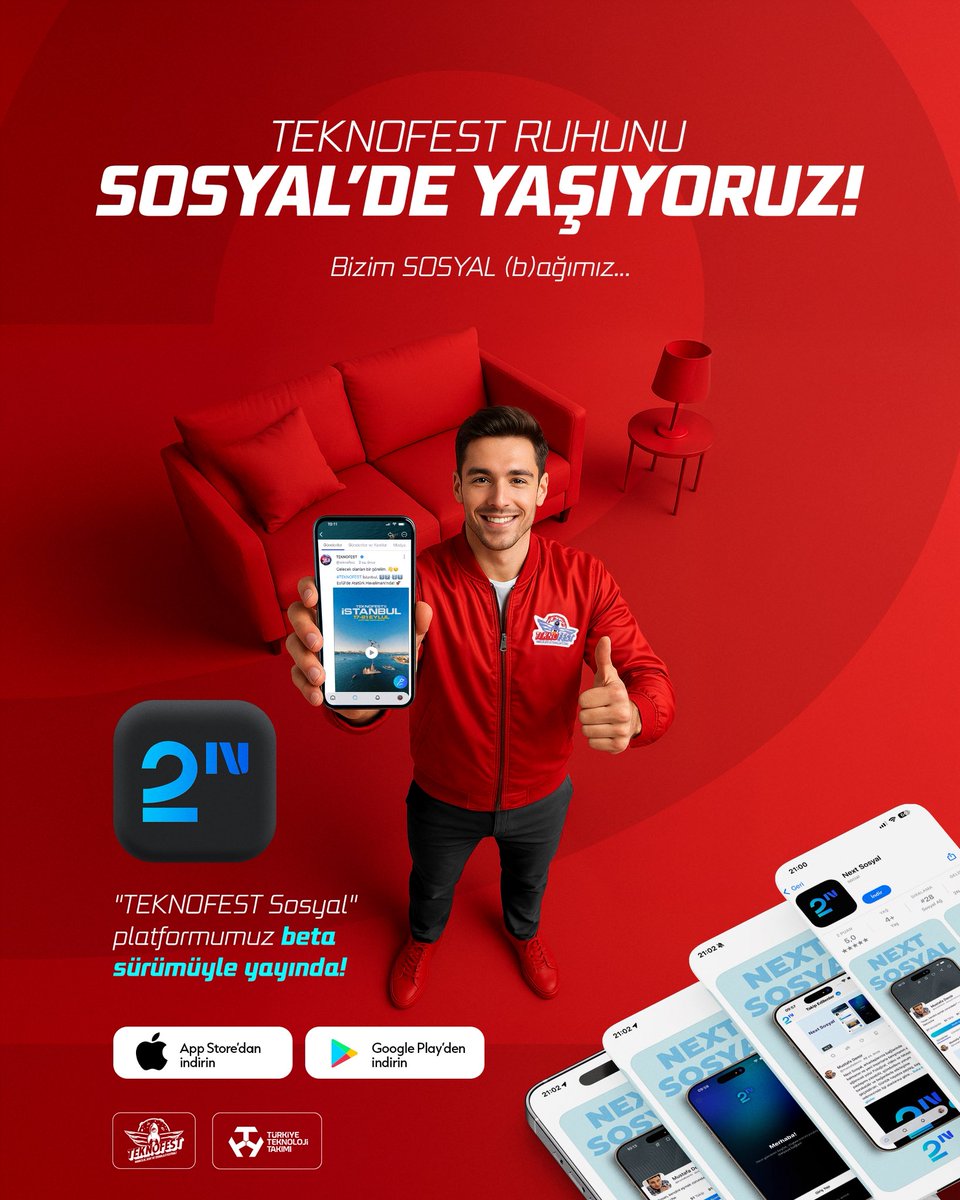 📱 TEKNOFEST Ruhunu SOSYAL'de Yaşıyoruz! 🤩

Girişimcilerimizin geliştirdiği, kendi sosyal (b)ağımıza herkesi bekliyoruz... 🇹🇷🚀

#TEKNOFEST Sosyal ➤ Aramıza Katıl ➤giris.t3vakfi.app/tr/nasil-kayit…

<a href="/teknofest/">TEKNOFEST</a>