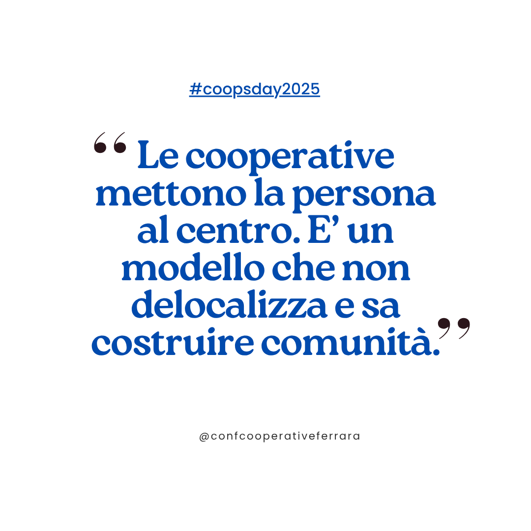 Oggi si celebra la "Giornata Internazionale delle Cooperative (#coopsday2025 )", istituita dalle Nazioni Unite per valorizzare il ruolo fondamentale delle cooperative nello sviluppo sostenibile, coesione sociale e nel rafforzamento delle comunità.
#ConfcooperativeFerrara