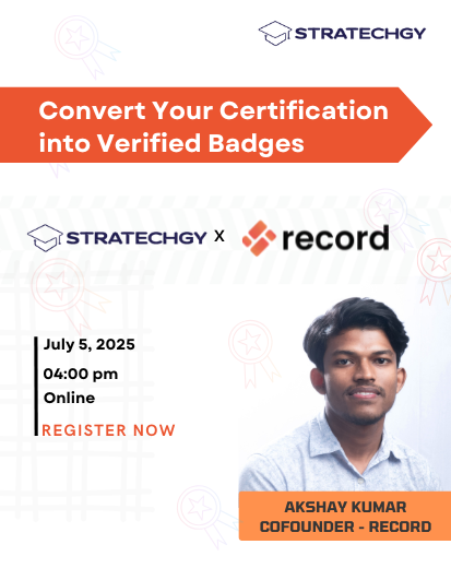 sethira__'s tweet photo. Turn Your Certification into a Verified Badge!
session with @akshayskumar_   (Co-founder, Record) partnered with @Stratechgyco  x @record_HQ 

 Date: July 5, 2025
 Time: 04:00 PM
 Convert Your Certification into Verified Badges
Get noticed with verified badges!
@testedoktharun https://t.co/SbXPegjxUz