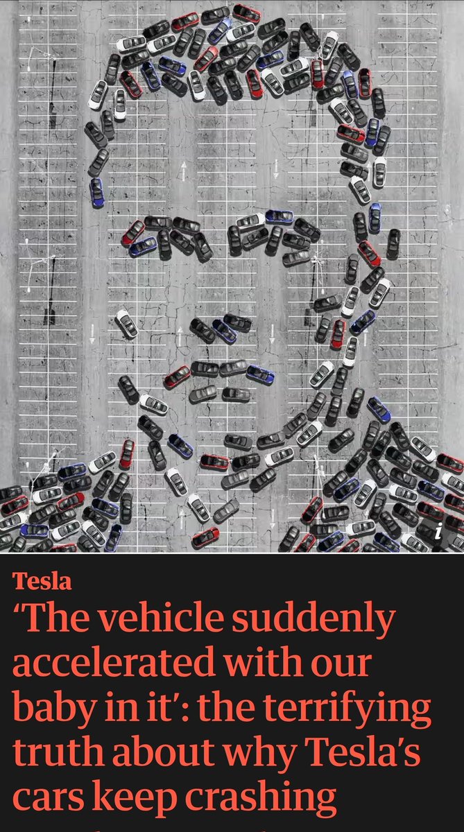 I suspect this story will get restricted here on twitter, so wherever you see it, share it.

"‘The vehicle suddenly accelerated with our baby in it’: the terrifying truth about why Tesla’s cars keep crashing"
theguardian.com/technology/202…