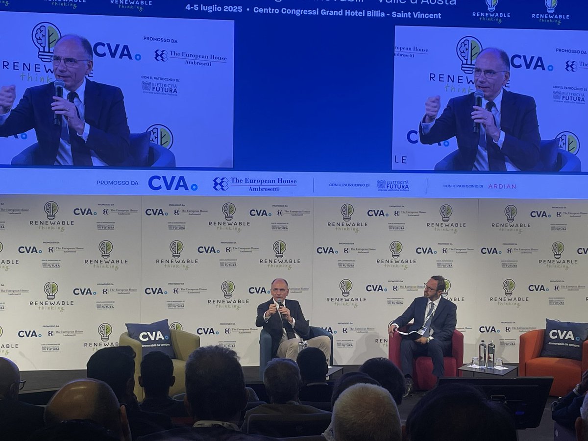 Noi non vogliamo più Europa per ideologia, ma per cercare di equiparare i giganti, altrimenti il rischio è di essere fagocitati e perdersi <a href="/EnricoLetta/">Enrico Letta</a> “No alla frammentazione” all’evento di due giorni di #Cva #VdA Letta non ha usato il termine “fagocitati” ma il senso è quello