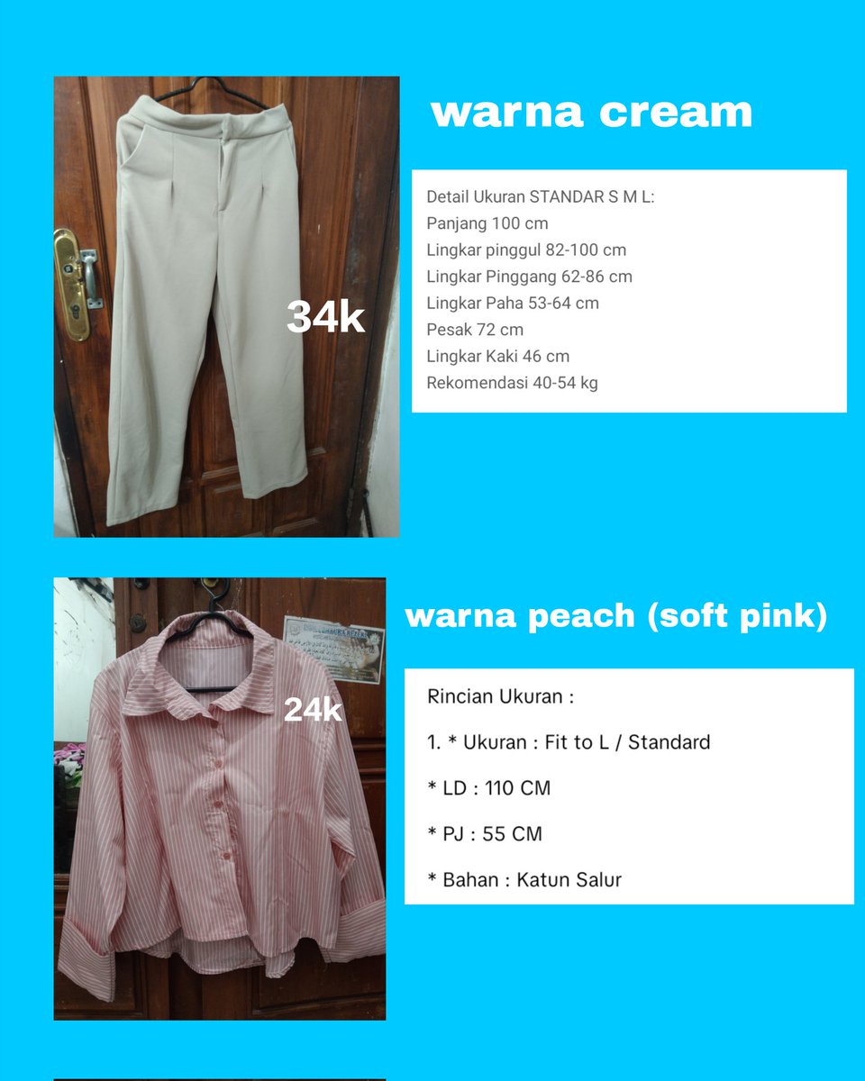 bakonbee's tweet photo. wts preloved kemeja dan celana
 cocok banget buat outfit ke kampus atau main🤩 https://t.co/K2ZnMW2WHQ
