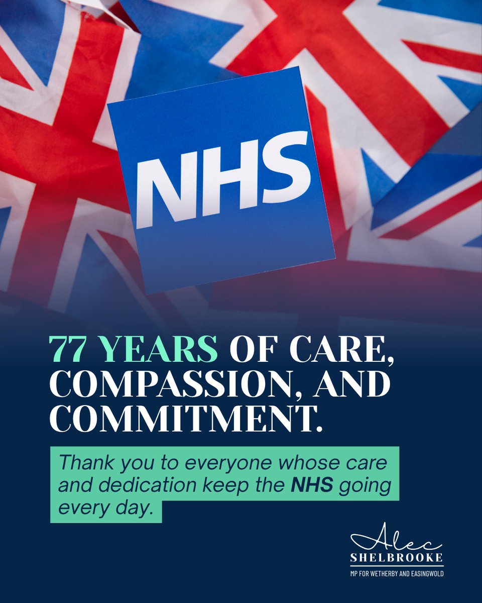 AlecShelbrooke's tweet image. From rural surgeries to life-saving hospitals, our NHS is the backbone of our communities.
Grateful for 77 years of service and for every NHS worker across Wetherby and Easingwold who makes that possible.
