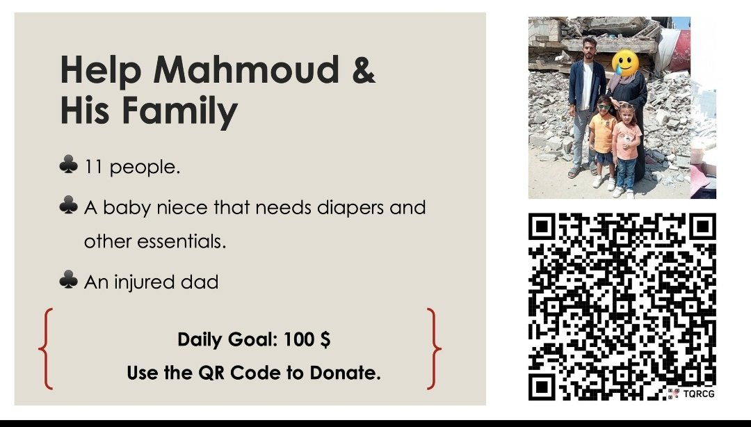 Please donate what you can to help Mahmoud &amp; his family reach the achievable goal of €100 today! Many people rely on this fundraiser.

#SaveGaza