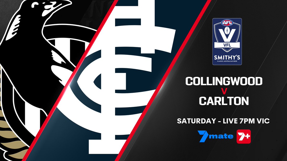 VFL / VFLW (@vfl) on Twitter photo The rivalry continues 💥
Watch tonight's Smithy's VFL <a href="/7AFL/">7AFL</a> clash between <a href="/CollingwoodVFL/">Collingwood FC VFL</a> and <a href="/CarltonReserves/">Carlton Reserves</a> at IKON Park live and free on 7mate and 7plus from 7:00pm.
➡️ 7plus.com.au/afl The rivalry continues 💥
Watch tonight's Smithy's VFL <a href="/7AFL/">7AFL</a> clash between <a href="/CollingwoodVFL/">Collingwood FC VFL</a> and <a href="/CarltonReserves/">Carlton Reserves</a> at IKON Park live and free on 7mate and 7plus from 7:00pm.
➡️ 7plus.com.au/afl