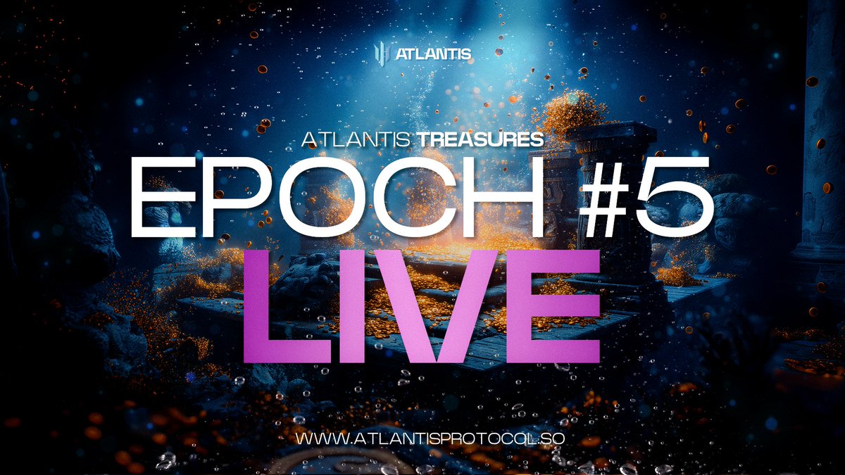 Treasures Epoch 5 is live!🔱

A new chapter begins for Atlanteans: stake your $xAQUA and earn RealYield at 80%+ APR. 

📅 Epoch Duration: 7 days 
💲Rewards: $S, $xAQUA  

Let your capital do the heavy lifting, start staking now 👇  
atlantisprotocol.so/treasures