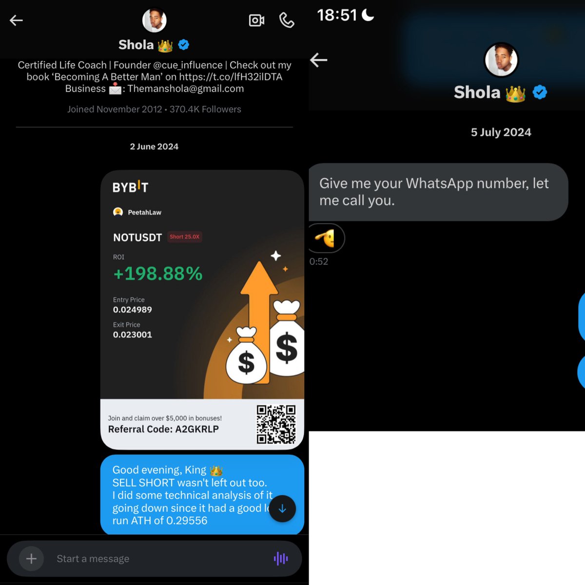 peetahlaw__'s tweet photo. One Year Today, I got employed by the same man that made me. I've been getting paid twice a month for dropping signals in the #cryptowithshola group.

Everything I know about trading, he taught me for FREE. You will never Fall, King @itsSh0la 👑.

I'm forever Grateful to you🙏💜. https://t.co/QRelVgRrpm