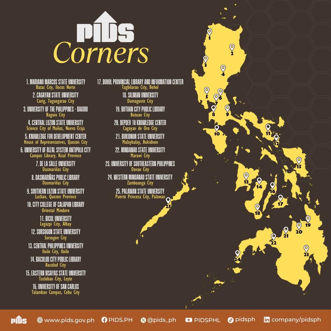 pidsgovph's tweet image. 📍25 libraries. 1 mission. A more informed Philippines. 🇵🇭📚

#pidscorner #ResearchForTheFuture #PolicyResearch #visityourlibrary #pidsatwork
