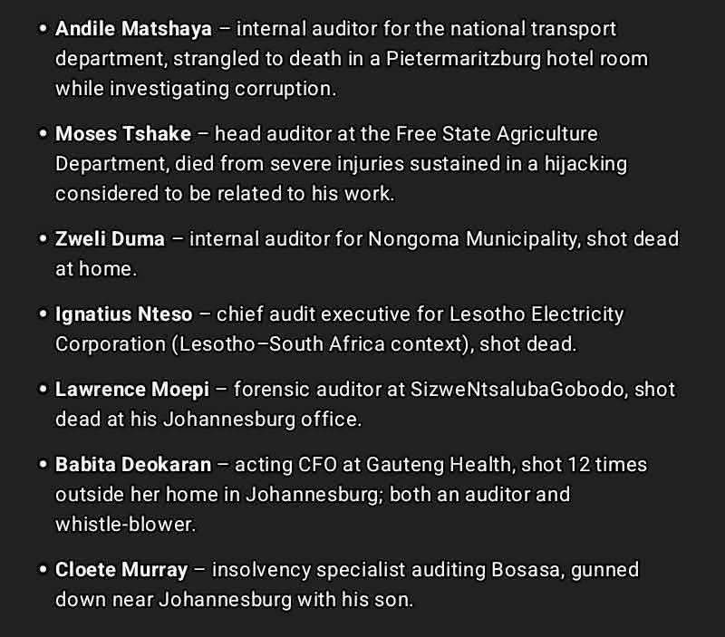 LeratoPillayZA's tweet photo. K!lled for doing their jobs. ANC - a mafia organisation 👇 https://t.co/9Rb86XMAlO