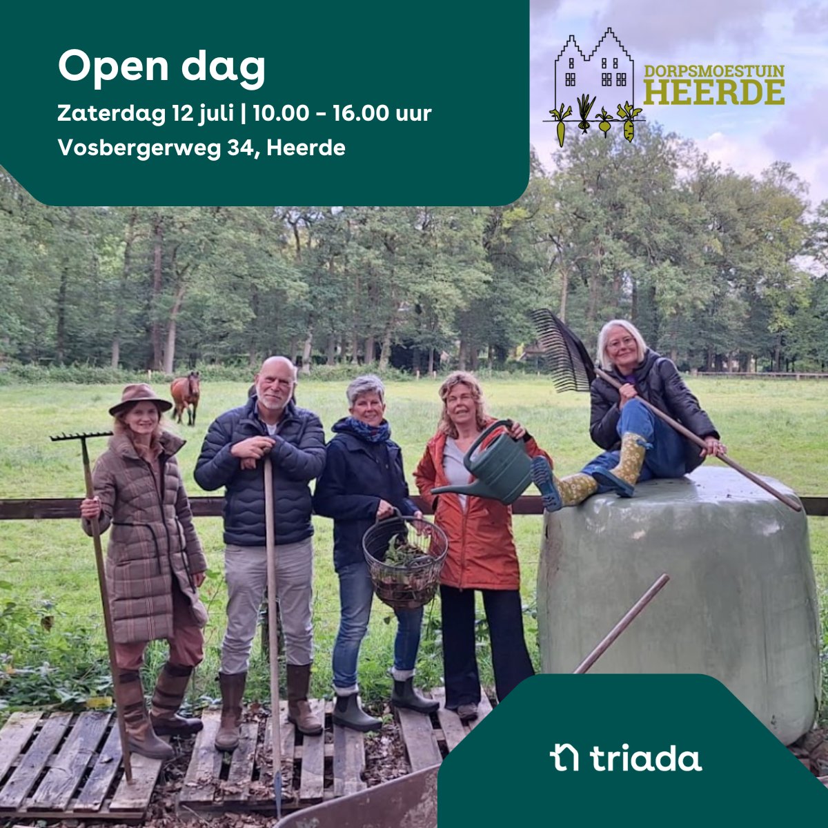 🌿 Kom volgende week zaterdag (12 juli) naar de Open Dag van de Dorpsmoestuin Heerde!
Tuinworkshops, kinderactiviteiten, proeven &amp; oogsten 🍅

📍 Vosbergerweg 34 | 🕙 10-16u | 🎟️ Gratis

👉 dorpsmoestuinheerde.nl

#DorpsmoestuinHeerde #OpenDag