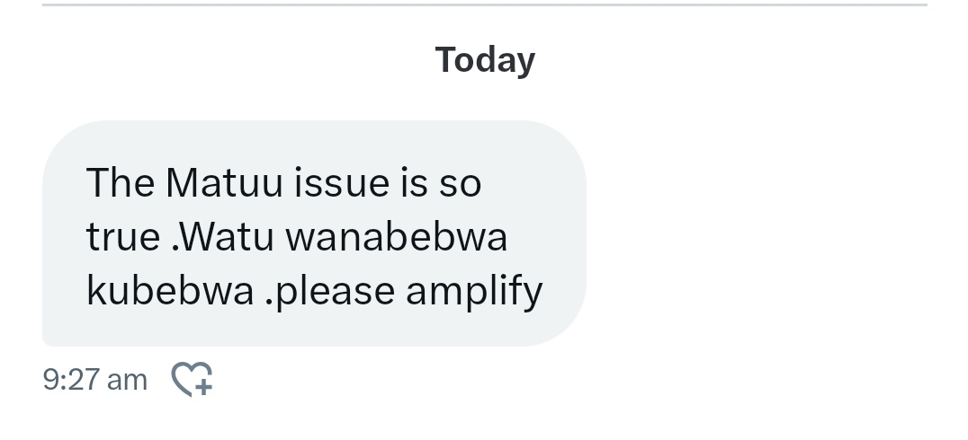 Yooh..Ni kama silent abductions zimeanza Sasa.

If we don't speak out, soon katanuka.