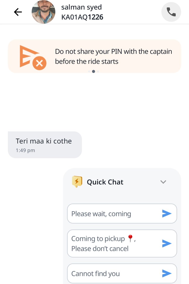 Rapido in Bangalore is fucking unsafe! On July 3, a driver waited and harassed us outside my friend's apartment after canceling a ride. Today, another driver cussed me out for no reason. Reported both, but it's honestly better to avoid Rapido
