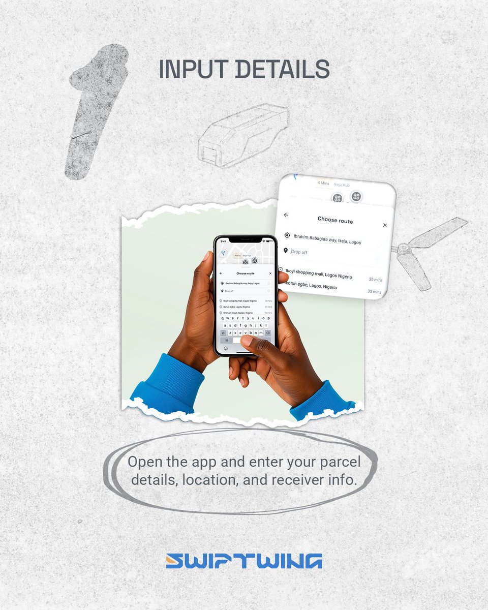 SwiftWingApp's tweet photo. 1/2 Traffic doesn't care about your urgency. Swift Wing does! We deliver parcels by air 📦🚁; no hold-ups, no excuses. 

Check how it works 👇 and follow us. Airborne Delivery is almost here. https://t.co/jYsqlwoNAF