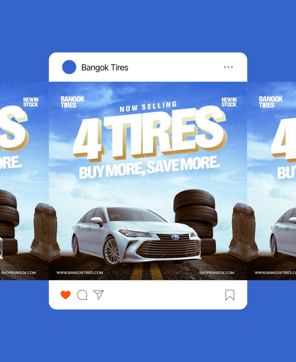 flowstackdesign's tweet photo. 4 Tires promo by Bangok Tires - Social
Media Design

#Work With us

#car #carbros #aucntion #caraunction https://t.co/8LxQhXamyq
