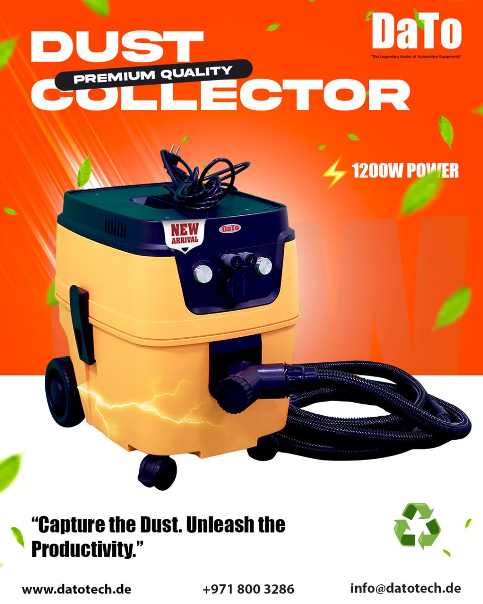 datotechie's tweet photo. New Arrival! ⚡ DaTo Dust Collector (1200W)
Keep your workshop spotless &amp; productive.
🌀 Compact
🧹 Powerful
♻️ Eco-friendly
“Capture the dust. Unleash the productivity.”
📞 +971 800 3286 | https://t.co/1xDLJL2Xn0
#DustCollector #DaToTech #CleanWorkshop #WorkshopTools https://t.co/TIXFMPgU6S