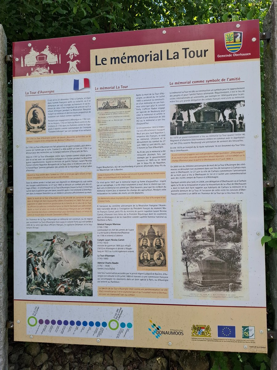 Le saviez-vous? L'ancien tombeau de Th.-M. de la Tour d'Auvergne Corret demeure sur une parcelle française acquise par Napoléon près d'Oberhausen, où tomba en juin 1800 le "Premier Grenadier de la République" (et celtomane érudit), entré au Panthéon en 1889. #FranceenBavière