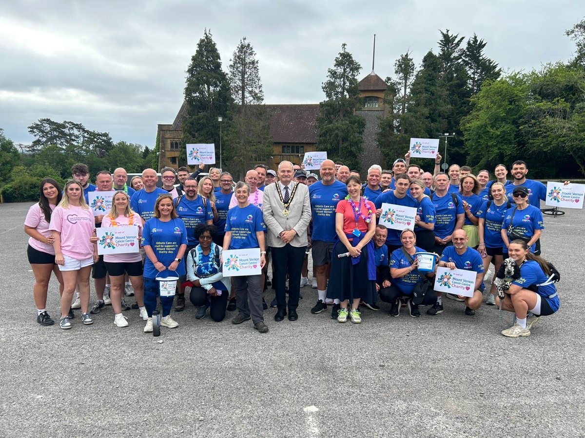 HillingdonMayor's tweet image. Early start at Mt Vernon Hospital this morning for the charity walk for the MacMillan Cancer Centre. Thanks to everyone for taking part and great to be able to join you for the first stage of the walk.