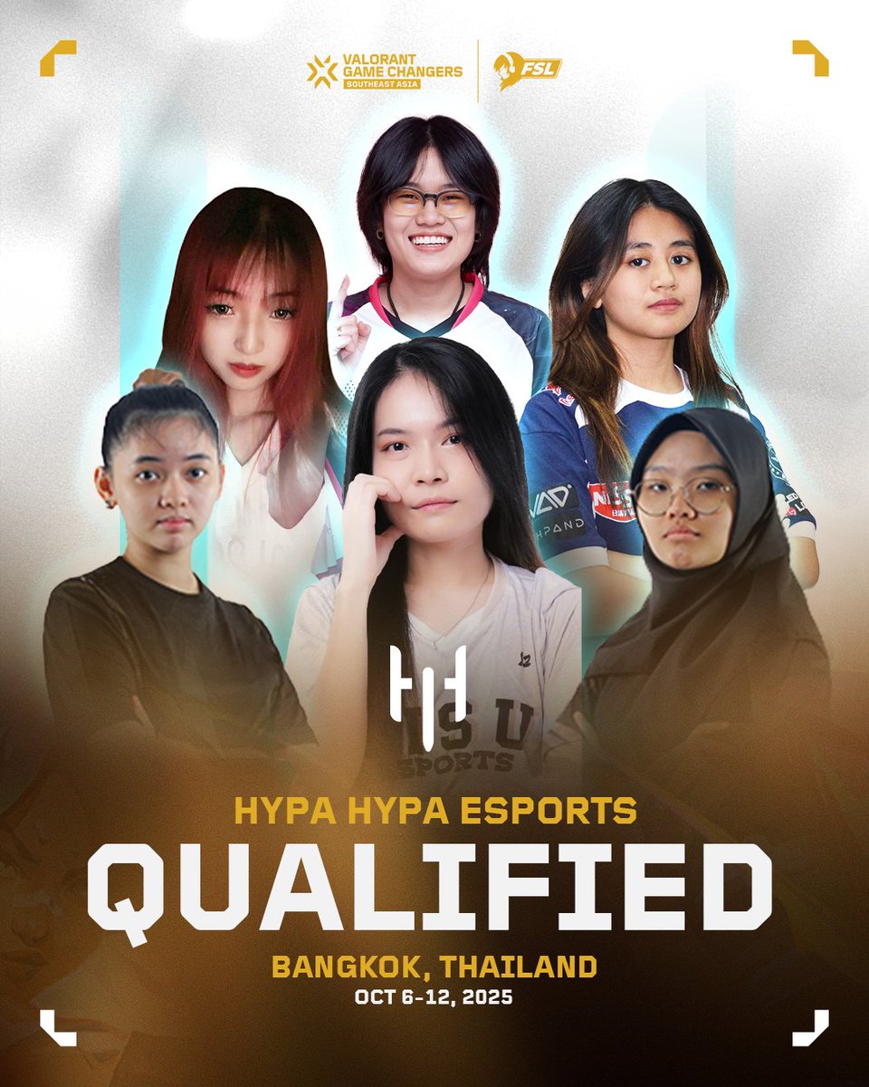 FSL (@fsl_gg) on Twitter photo HYPA HYPA Esports (<a href="/hypahypaesports/">Hypa Hypa Esports</a>) are heading to Game Changers Pacific 2025 in Bangkok! ๐๐ฅ
#GameChangersSEA2025 #VCTGameChangers #VALORAN HYPA HYPA Esports (<a href="/hypahypaesports/">Hypa Hypa Esports</a>) are heading to Game Changers Pacific 2025 in Bangkok! ๐๐ฅ
#GameChangersSEA2025 #VCTGameChangers #VALORAN