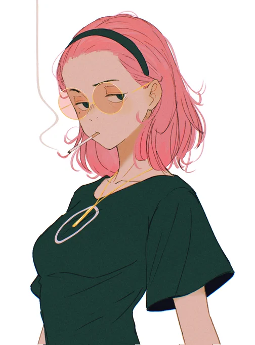 doodle titled "I fucking love pink hair*