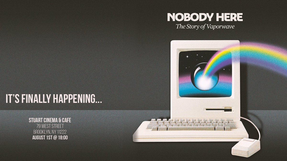 The Story of Vaporwave (@nobodyhere_film) on Twitter photo The Story of Vaporwave…
eventbrite.co.uk/e/nobody-here-… The Story of Vaporwave…
eventbrite.co.uk/e/nobody-here-…