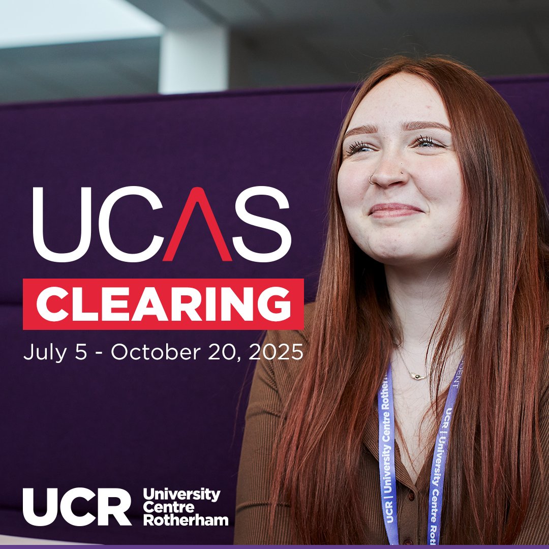 Clearing is now open! 🎓

Secure your place at University Centre Rotherham this September.

Explore your options and apply today ➡️ ucr.rotherham.ac.uk/clearing/

#University #Rotherham #Clearing #UCAS #NextSteps #StudyLocal