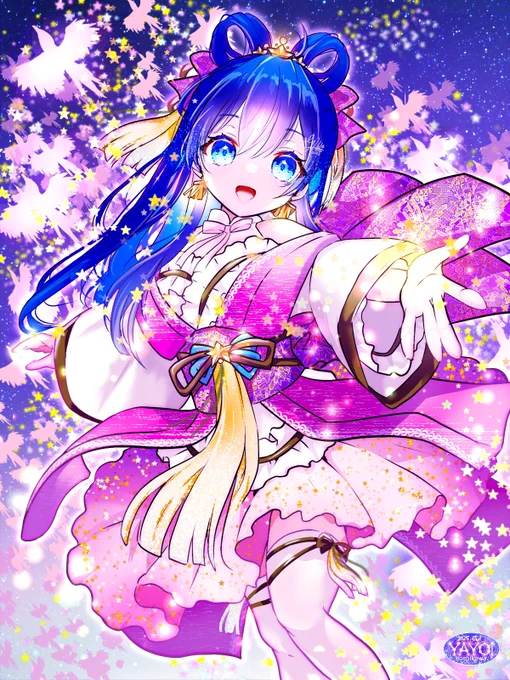星よ、カササギたちよ もうすぐ七夕 ↓投稿先もよろしくお願いします #七夕 #織姫 #アイビス #ibispaint