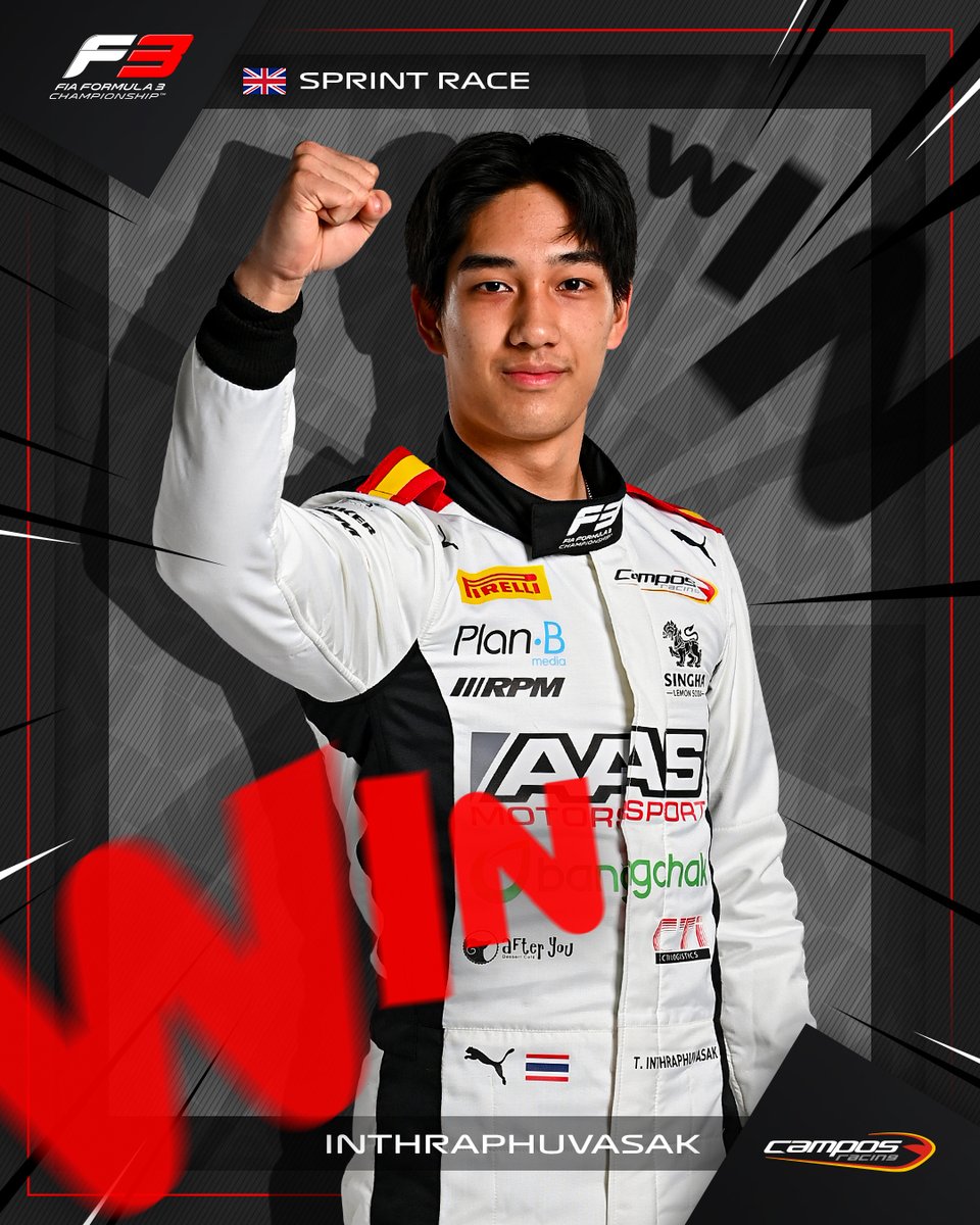 TASANAPOL, YOU ARE A RACE WINNER!! 🥇🇹🇭

Inthraphuvasak WINS our Silverstone Sprint! 👏

#F3 #BritishGP