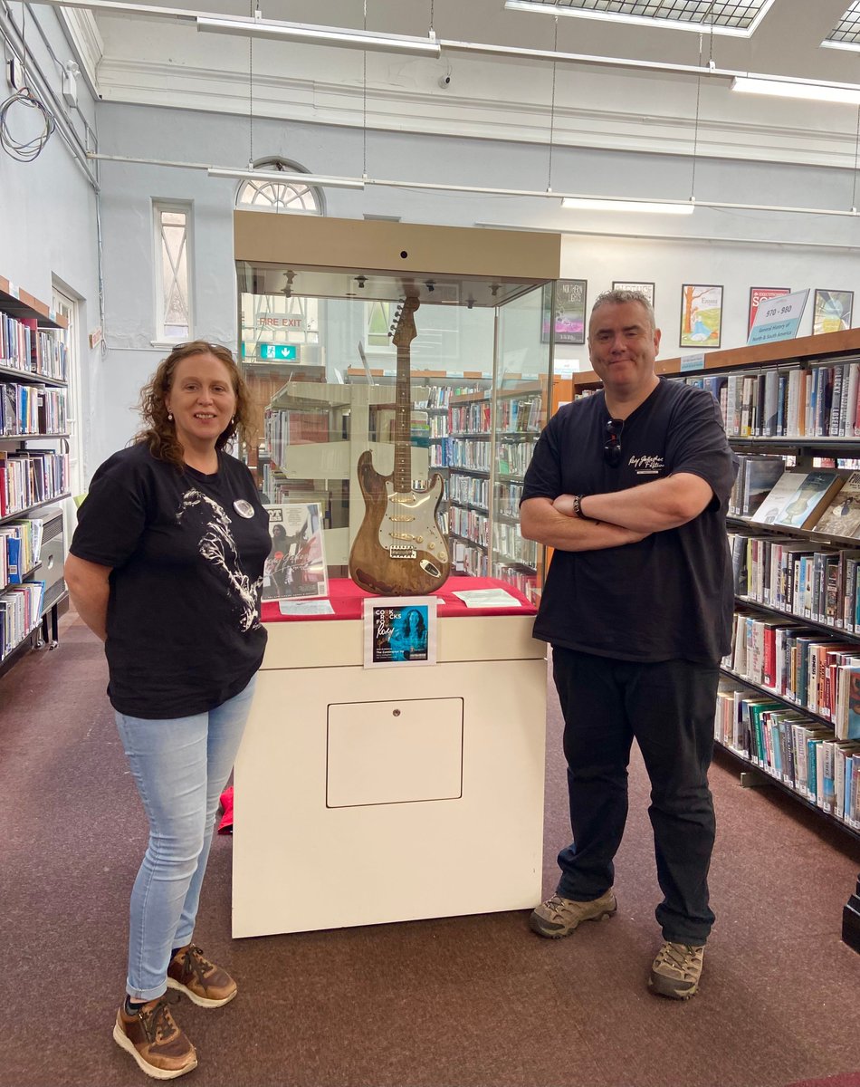 Cork City Libraries (@corkcitylibrary) on Twitter photo We've had lots of visits to the Rory Gallagher Music Library since the launch of Cork Rocks for Rory!
Anne and David Byrne recently visited us from Roscommon, pictured here with our replica of Rory's Fender Stratocaster guitar🎸⚡
#CorkRocksforRory #CorkCityLibraries We've had lots of visits to the Rory Gallagher Music Library since the launch of Cork Rocks for Rory!
Anne and David Byrne recently visited us from Roscommon, pictured here with our replica of Rory's Fender Stratocaster guitar🎸⚡
#CorkRocksforRory #CorkCityLibraries
