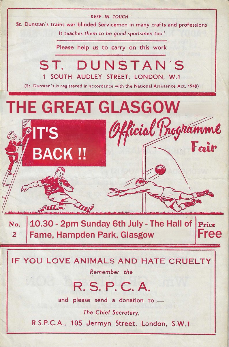 Please retweet if you can. Last call for THE GREAT GLASGOW PROGRAMME AND MEMORABILIA FAIR 2025 - See you there