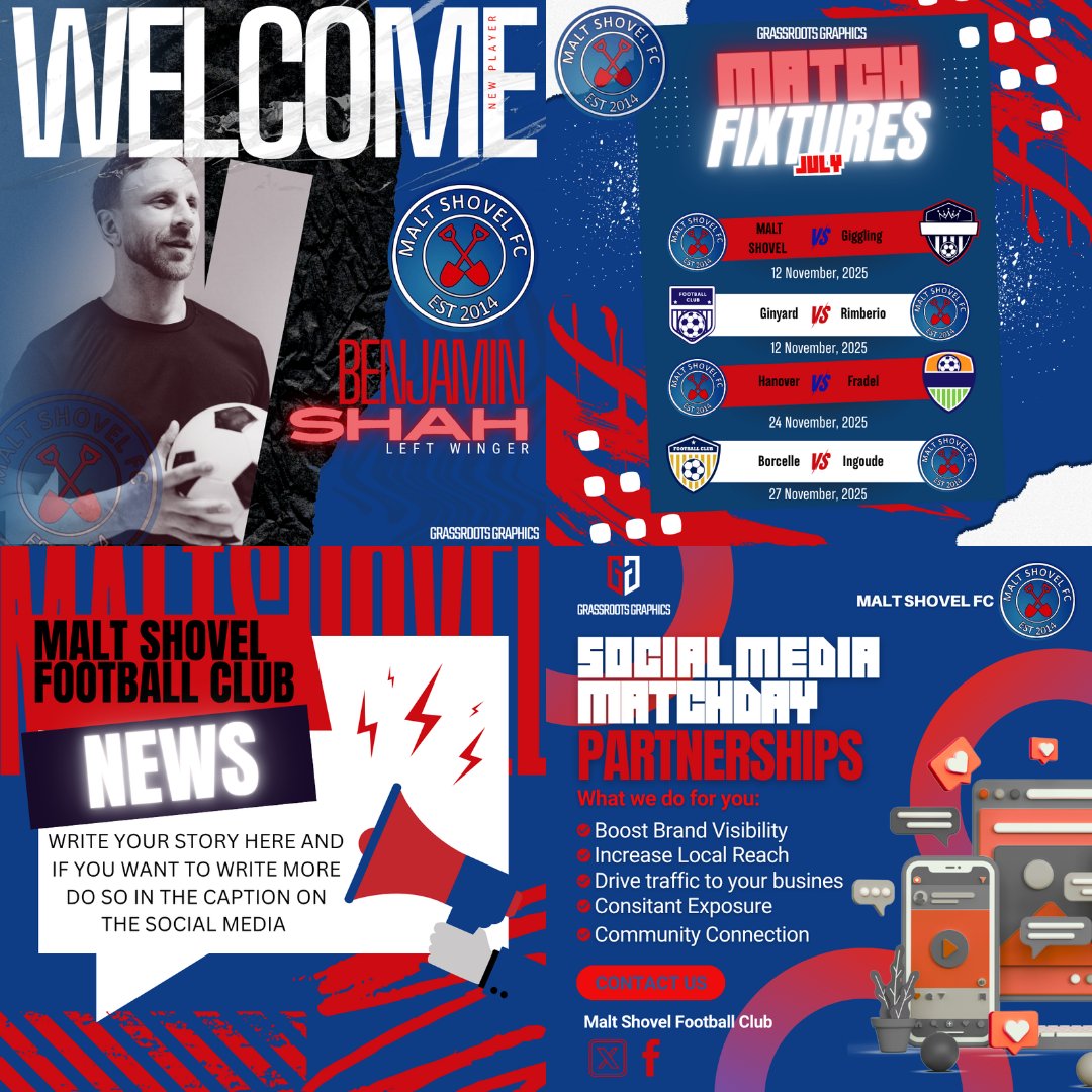 Grassroots Graphics (@graphics_grass) on Twitter photo π¨ <a href="/ClubMaltShovel/">Malt Shovel football club</a> are looking π₯ for 25/26!
We hooked them up with our Basic Package β editable matchday graphics for fixtures, lineups, MOTM & more β½π¨
Weekly updates. Big impact.
π© DM us to get started!
#GrassrootsGraphics #NonLeague #MatchdayDesign π¨ <a href="/ClubMaltShovel/">Malt Shovel football club</a> are looking π₯ for 25/26!
We hooked them up with our Basic Package β editable matchday graphics for fixtures, lineups, MOTM & more β½π¨
Weekly updates. Big impact.
π© DM us to get started!
#GrassrootsGraphics #NonLeague #MatchdayDesign