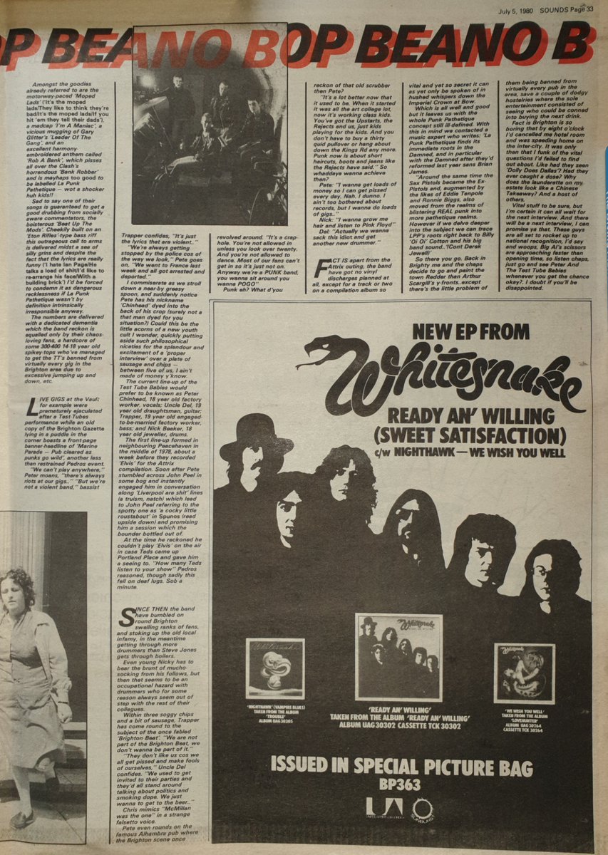 Sounds Clips (@soundsclips) on Twitter photo An article on Peter And The Test Tube Babies by Gary Bushell in Sounds 5th, July 1980. Pics by Paul Slattery.
<a href="/testtubes/">Test Tube Babies</a>
<a href="/GarryBushell/">Garry Bushell</a> An article on Peter And The Test Tube Babies by Gary Bushell in Sounds 5th, July 1980. Pics by Paul Slattery.
<a href="/testtubes/">Test Tube Babies</a>
<a href="/GarryBushell/">Garry Bushell</a>