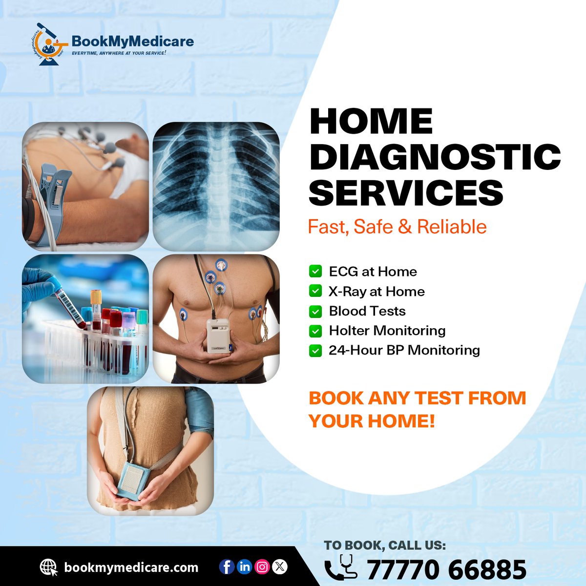 BookMedicare's tweet image. Home Diagnostic Services🩺 

Fast. Safe. Reliable.

📍 Book Any Test from the Comfort of Your Home!

📞 Call: +91-77770 66885
🌐 Visit: bookmymedicare.com

#HomeDiagnostics #ECGAtHome #XRayAtHome #LabTestsAtHome #BookMyMedicare #HealthAtHome