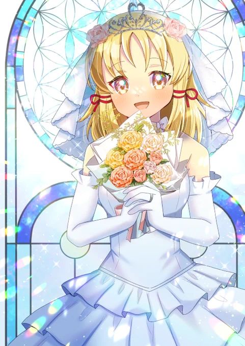 東方Projectの洩矢諏訪子(ウエディングドレス姿)を描かせて頂きました! リクエスト有難うございます #東方Project #洩矢諏訪子 #Skeb