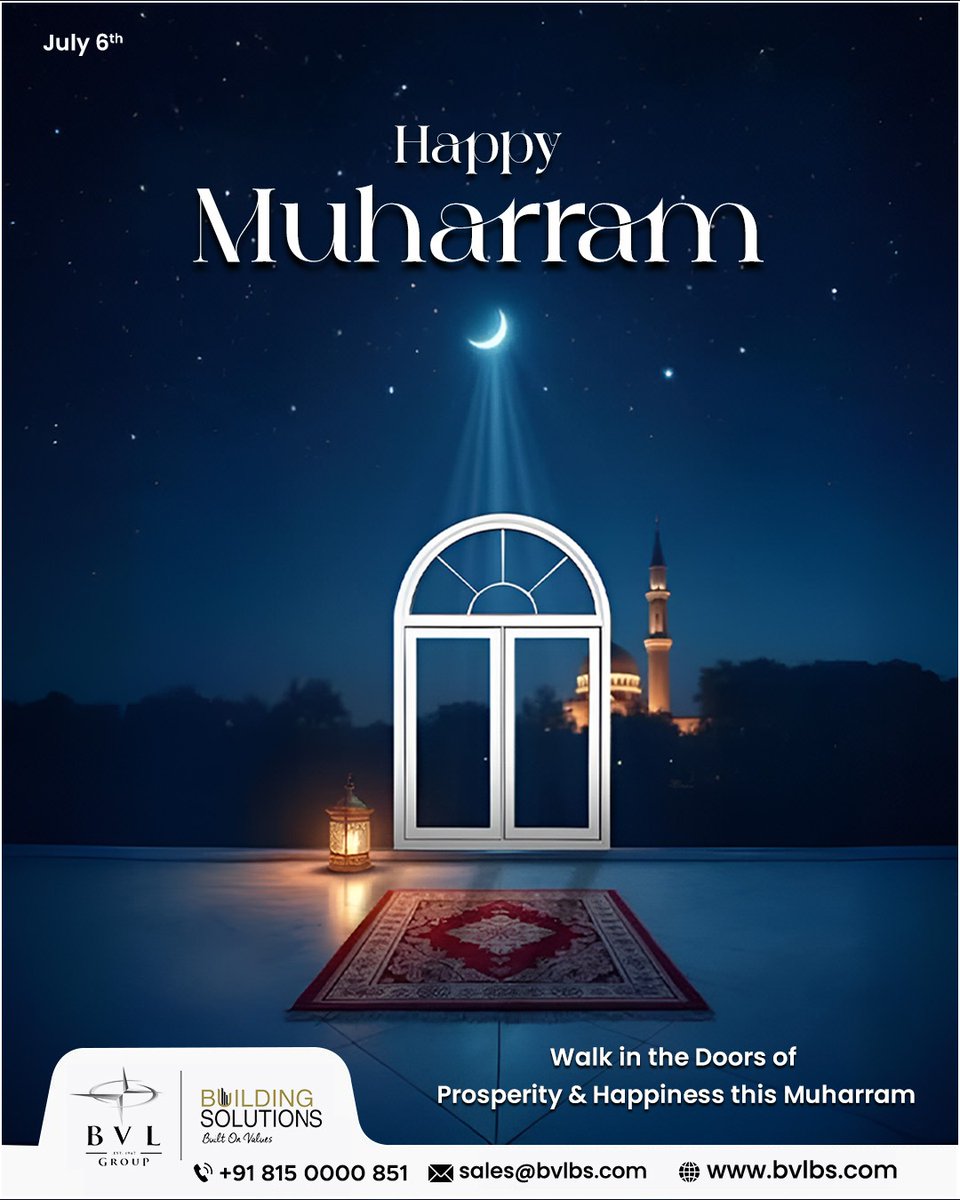 Bvlbsupvc's tweet image. Happy Muharram! 🌙 As the sacred month begins, may peace, strength, and hope walk with you.

🌐 bvlbs.com

#Bvlbs #BvlbsUPVC #uPVCDoorsAndWindows #HappyMuharram #Muharram2025 #MuharramMubarak #IslamicNewYear #NewBeginnings #uPVCDoorsAndWindowsManufacturers