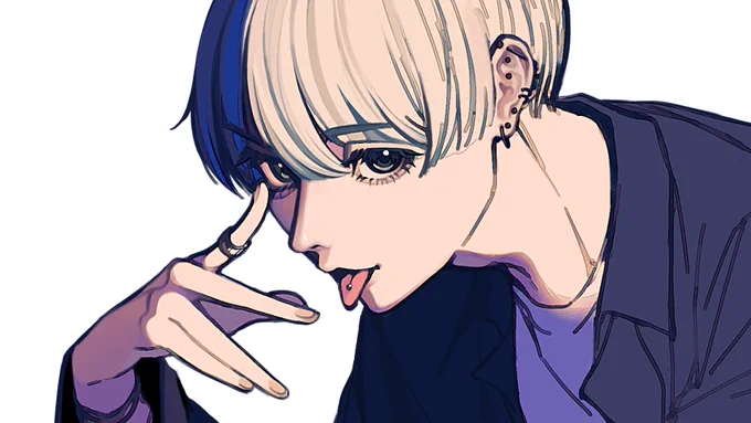 白髪ピアス #イラスト