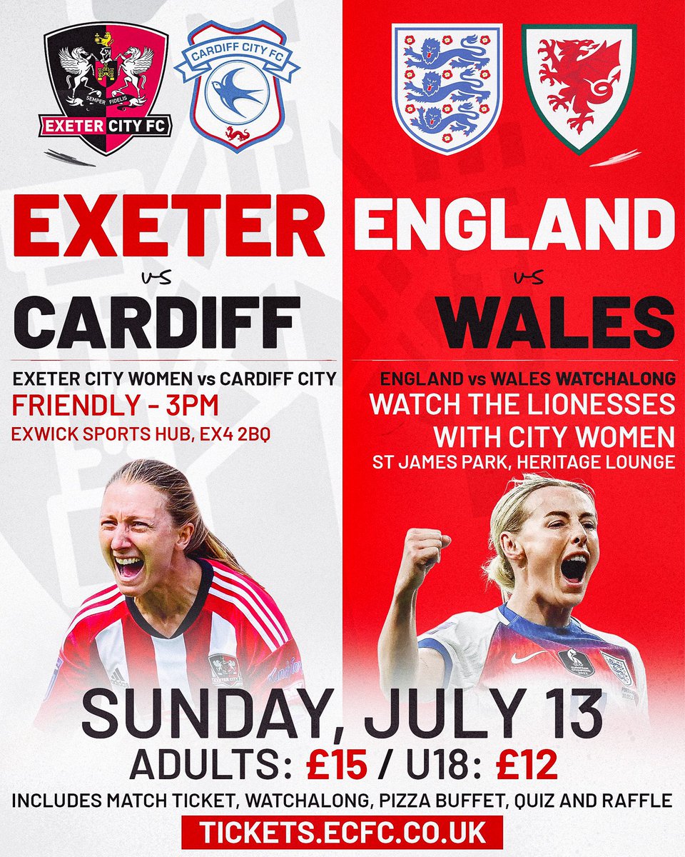 David Gribble (@dcg82) on Twitter photo 🦁 #Euro2025
🏴 Next Sunday (July 13) join <a href="/ExeterCityWFC/">Exeter City Women FC</a> for a watch along at SJP
⚽️ Ticket for our pre season friendly
🍕 Pizza Buffet
🧠 Quiz
🎟️ Signed #Lionesses merchandise in our raffle
🤝 Support Women’s Football at <a href="/OfficialECFC/">Exeter City FC</a>
➡️ exetercityfc.co.uk/1Ticket2Events
#ECFC 🦁 #Euro2025
🏴 Next Sunday (July 13) join <a href="/ExeterCityWFC/">Exeter City Women FC</a> for a watch along at SJP
⚽️ Ticket for our pre season friendly
🍕 Pizza Buffet
🧠 Quiz
🎟️ Signed #Lionesses merchandise in our raffle
🤝 Support Women’s Football at <a href="/OfficialECFC/">Exeter City FC</a>
➡️ exetercityfc.co.uk/1Ticket2Events
#ECFC