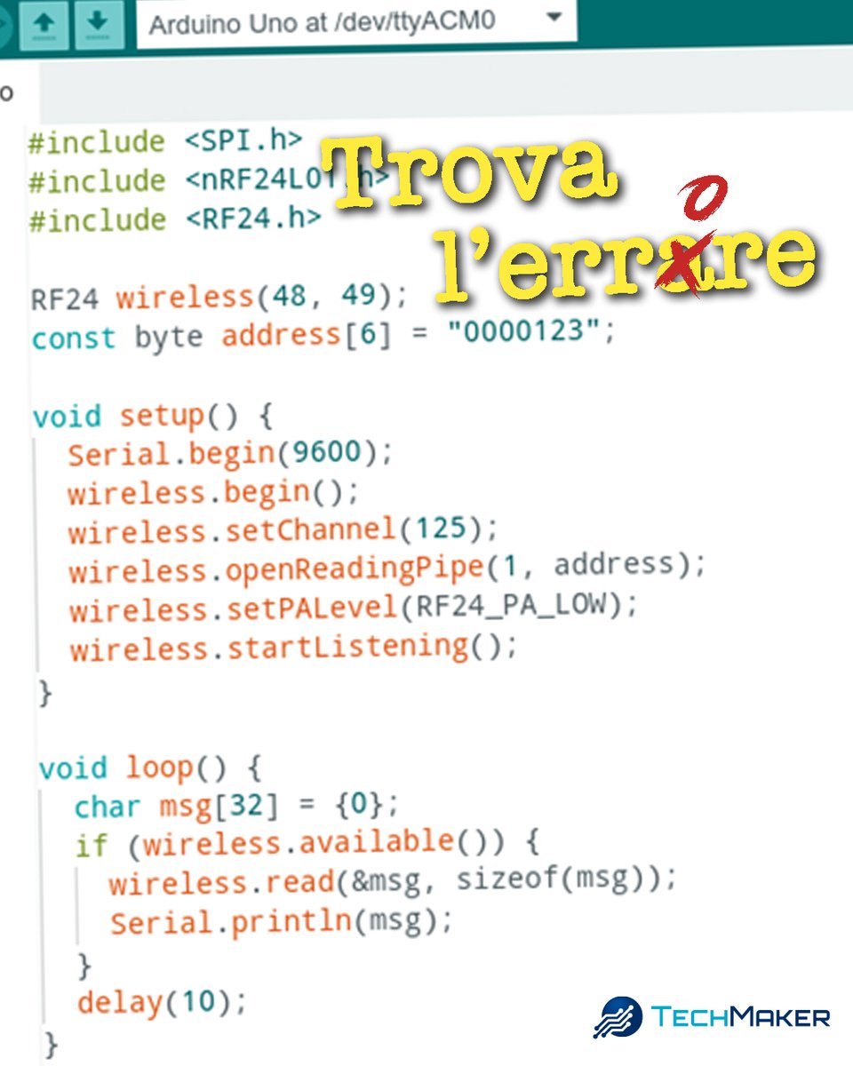 TechMakerIT's tweet image. A prima vista potrebbe sembrare tutto giusto, ma c’è un #errore nascosto. 😟
Sei in grado di trovarlo? 👀
#TechMaker - Libera la tua #VogliaDiCostruire
#arduino #sketch #programmazione #codice #error