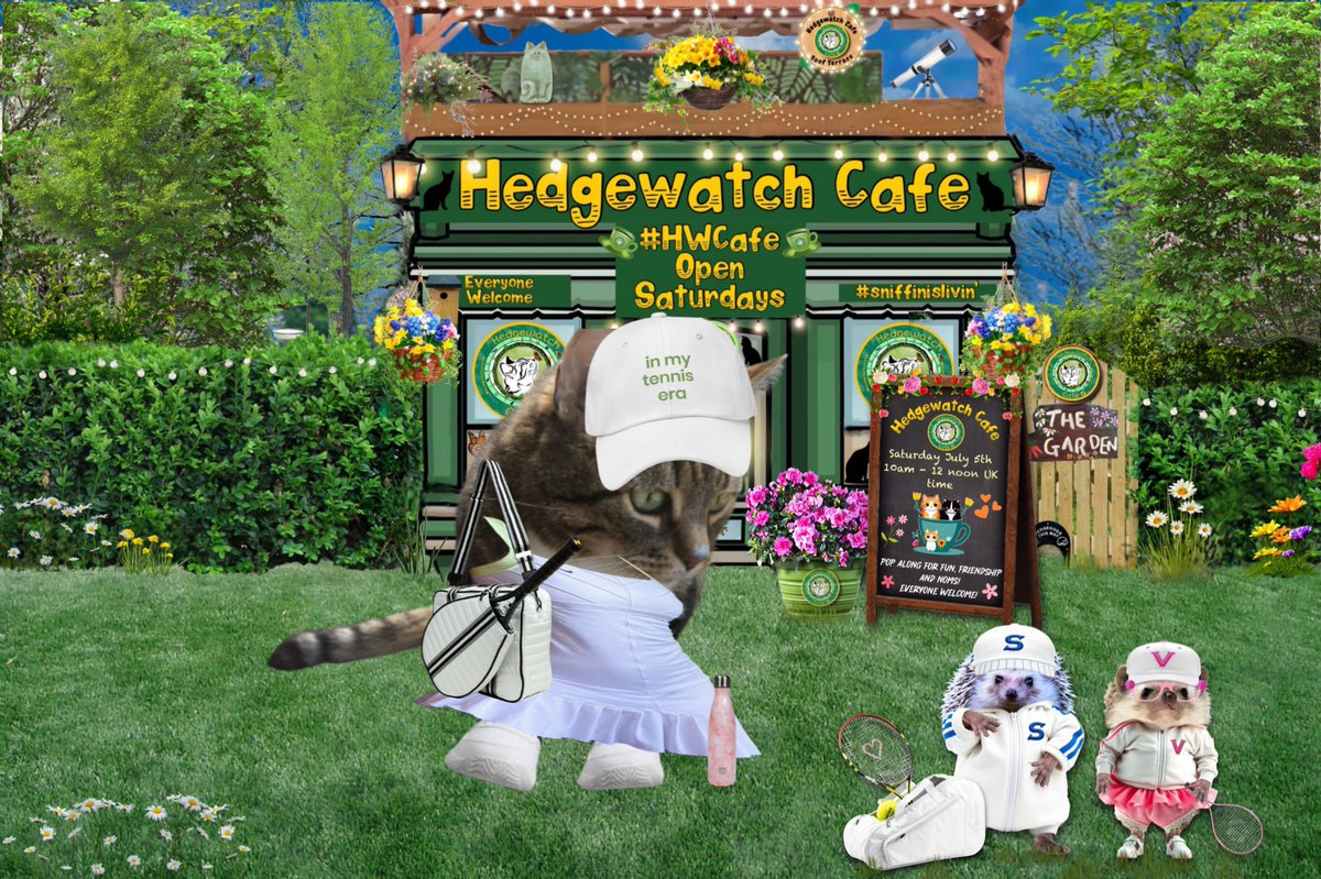 Hello I just arrived with my tennis gear, wishing everypaw 15 love🩷😺. (Mum says she can still remember Valerie leaving the court last year😹) Anyway, ready to have noms before the games! #hwcafe