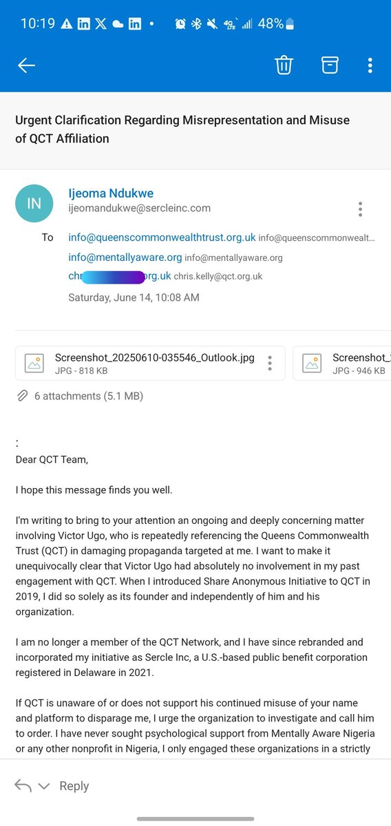 Sercleinc's tweet photo. I'm not seeking collaboration with any non-profit org in Nig, including @MentallyAwareNG @vctr_ugo. I also do not want funding from @anafricanfuture or any other investor in Nig or Africa. I've been through a lot in the hands of people here, I don’t want any risk of more harm. https://t.co/z4TO62V4Um